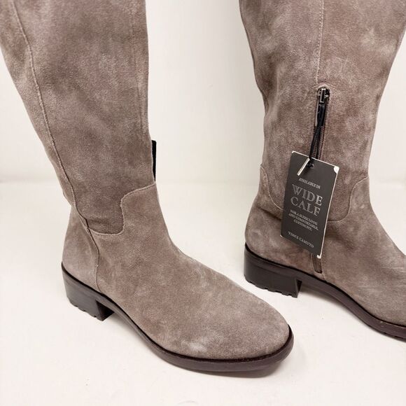 Vince Camuto WIDE CALF Jorshie Suede Grey Knee High Boots Size 7 - Picture 2 of 8